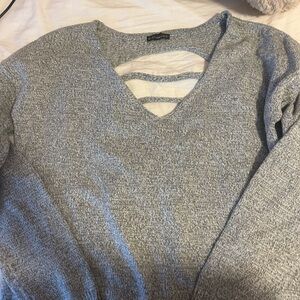 Express Light Gray V-Neck Sweater